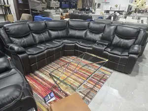 Emerson Black Leather Reclining Sectional - Elegant Modern Design with Reclining Functionality for Living Room or Den Comfort