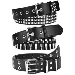 3 Pcs Studded Belt, Y2K Belt EMO Goth Belts Punk Rock with Bullet Belts for Women Men