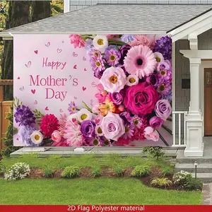 2D Flat Floral Print Flower Banner - Soft Polyester Multi-Size Home & Festive Ornament, Ins-Style Photography Backdrop for Living Room Party Decoration,summervibes