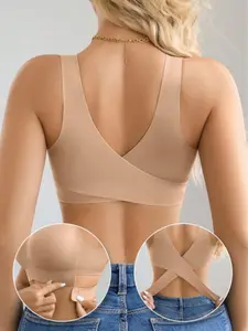 Seamless Bandeau Bra for Women Criss Cross Soft Breathable Everyday Wear