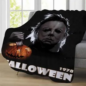 Blanket Halloween Blanket Horror Movie Blanket Flannel Fleece Throw Blanket For Kids Adults Bedding, Man Women Gift, Halloween with Spooky Design