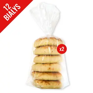 Just Bagels Bialys 2 Packs Of 6 Non-GMO Authentic New York Style Chewy Crunchy Bagels Made in Da Bronx