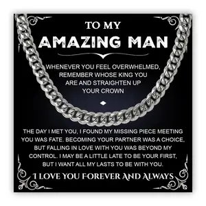 To My Man Cuban Chain Necklace, Husband Necklace from Wife, Necklace for Boyfriend, Mens Cuban Chain Necklace for Fiance, Men Necklaces for Him, Gifts for Men, Birthday Gifts for Boyfriend Husband
