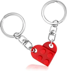Cute Metal Coating Red Heart Couple Matching Keychains, Valentine's Day Gifts for Boyfriend Girlfriend, Fashion Costume Jewelry Accessories
