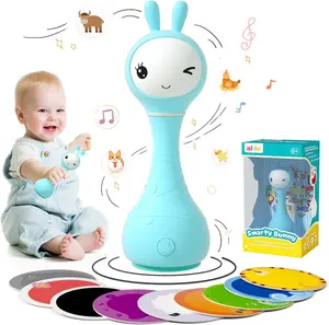 Alilo Smarty Bunny Cute Baby Rattle Musical Light-Up Toy for 0-24 Months, 5 Music Modes, Color Recognition, Safe Silicone - Best Infant Gift, Educational Musical Toy Newborn