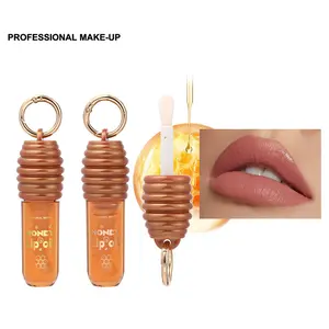 Honey Lip Oil - Professional Makeup Product with Keychain for Easy Carrying & Quick-Drying Formula for Long-Lasting Color - Moisturizing & Hydrating Jelly Texture for Smooth Lips