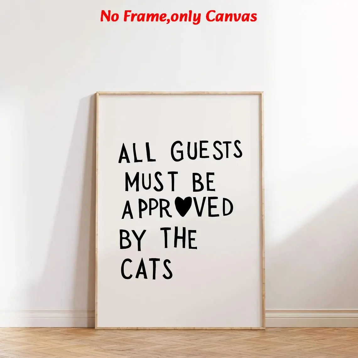 1 pc, wall art, Unframed wall art, animal poster, funny cat print, heart shaped decoration, cat owner gift, kitten poster, cat wall art, heart shaped typography poster, living/dining room decoration, frameless, Modern Home Decor, Wall Picture