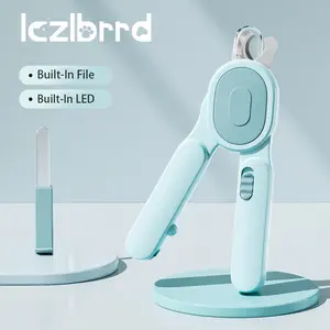 LCZLBRRD Macaron Pet Nail Clipper with LED Light - Professional Stainless Steel Cat/Dog Claw Trimmer with File, Ergonomic Design for Easy Use, Safety Guard to Avoid Over-Cutting, Perfect for Small Medium Pets