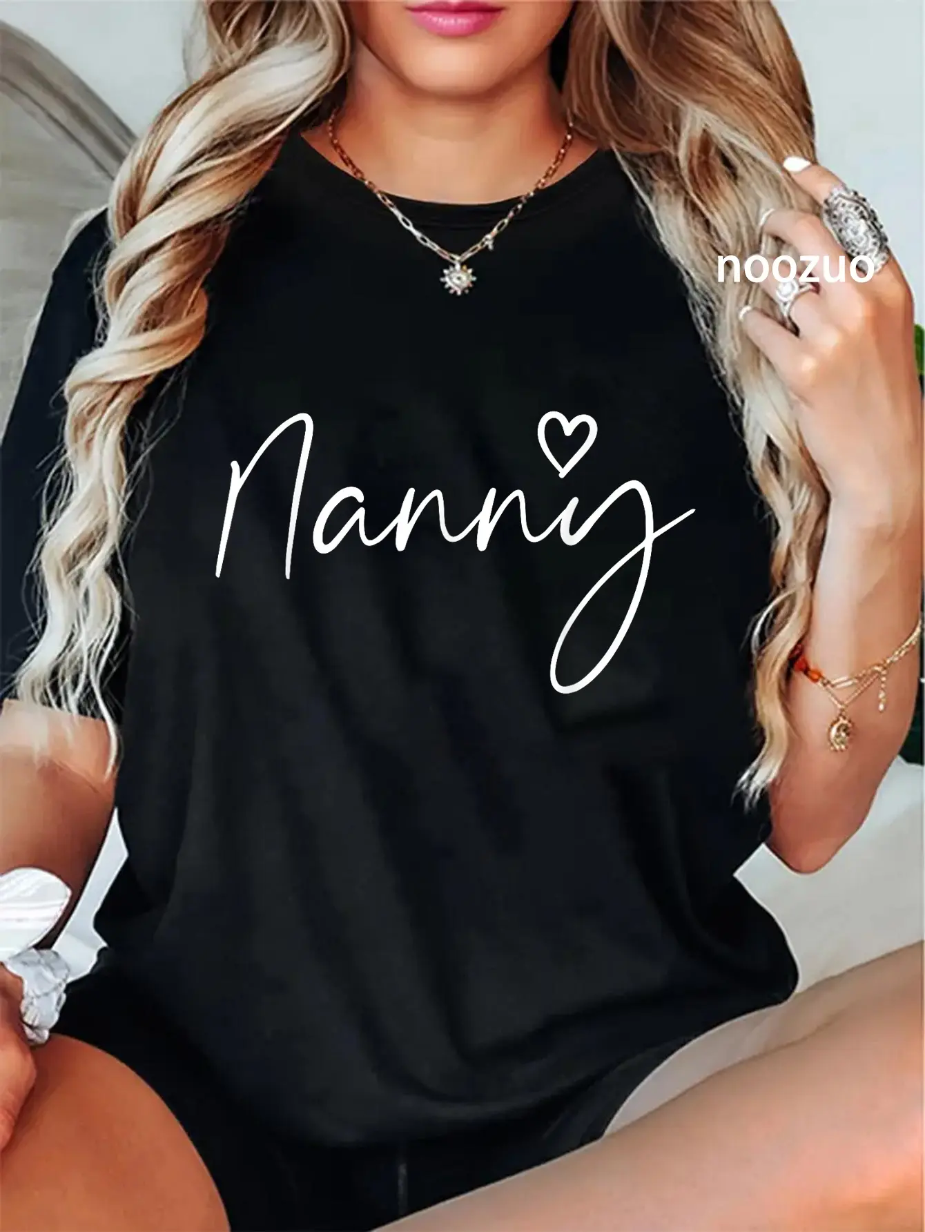 100% Cotton Nanny Gifts For Women Grandma Heart Mother's Day Nanny T-Shirt