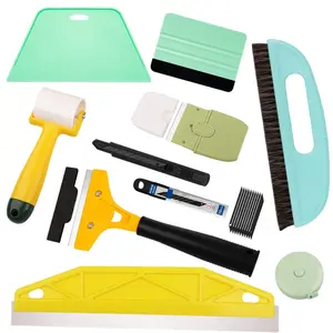 10 Pcs Peel and Stick Wallpaper Smoothing Tool Set,Include Scraper,Felt Squeegee,Seam Roller,Edge Guider,Putty Scraper,Razor Scraper,Utility Knife,Blades & Tape Measure,Hand Tools Kits