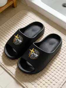 Golden Cross Faith Quote Print Cloud-Feel Luxe Faith Vibe Style Faith Lovers Must-Have Gift Non-slip Soft Indoor Outdoor Slide Sandals