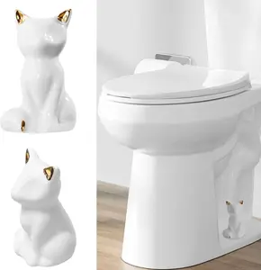 2pcs Toilet Floor Bolt Caps, Cat Shape Ceramic Toilet Bolt Knob Covers, Bottom Hidden Toilet Bowl Screw Caps, Decorative Toilet Bolt Caps Animals for Bathroom Toilet Decoration