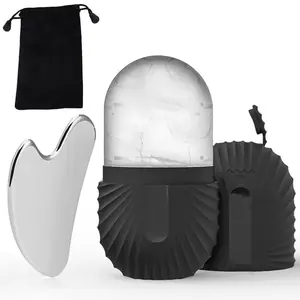 Silicone Ice Face Lifting Roller & 304 Stainless Steel Gua Sha Tool Set with Storage Bag, 2 Counts Face Massage Tool Roller Skin Care Tool Beauty Set Facial Care Tool Facial Beauty Instrument