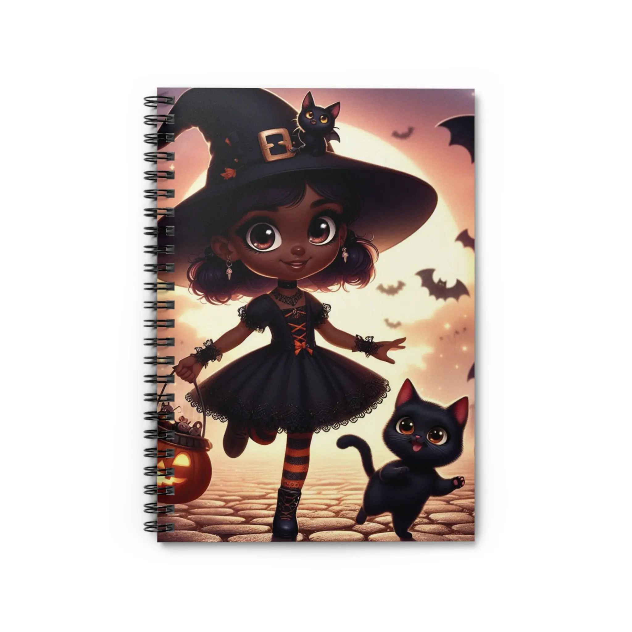 Witch Themed Spiral Notebook - Spooky Cat Design, Perfect for Journaling, School, Gifts, Witch Lovers, Creative Writing