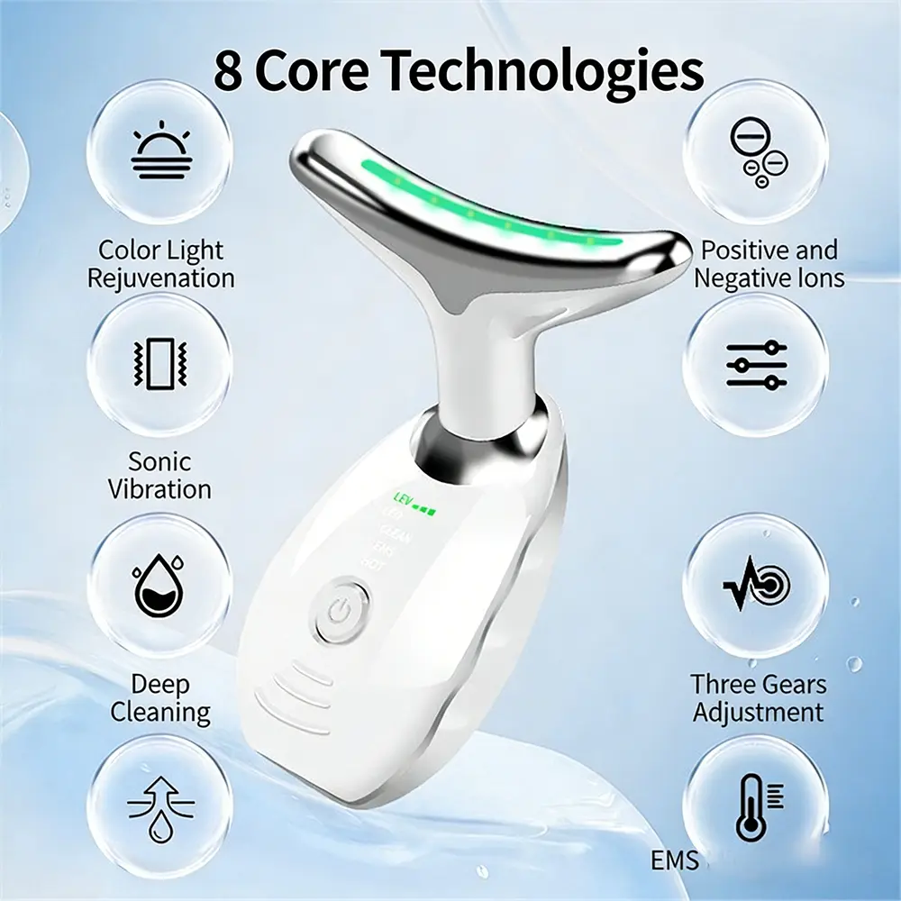Neck Wrinkles & Sagging Skin!  Our Advanced Facial & Neck Massager uses microcurrent to lift, firm, and redefine. 2-in-1 design treats neck lines and nasolabial folds. See visible results!