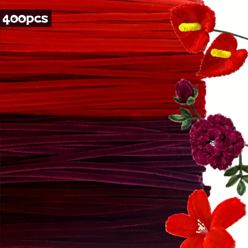 401-piece pipe cleaner set, used for crafts, Christmas craft pipe cleaners, for crafts and cleaning, decorative pipe cleaner supplies for arts and crafts, Diy Material, Diy Flower Decor, artificial flowers (red/yellow/blue/green/purple/brown)