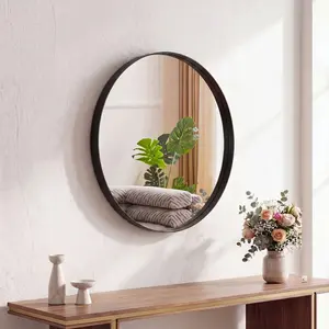Round Bathroom Mirror 5x Stronger Tempered Glass, Wall Mirror with Aluminum Frame for Over Sink, Anti-Rust Vanity Mirror for Bedroom Living Room