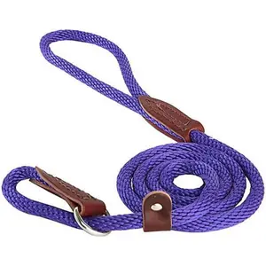 212 MAIN Latigo Leather Easy Dog Rope Leads - 6 ft British Style Slip Loop, Pack of 3, Easy Leash