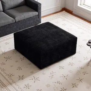 Niccae Compressed Ottoman Sectional Sofa - Modern Minimalist Corduroy Sleeper Footstool Lounge, Comfy Space-Efficient Living Room Furniture for Apartments, (33.07" x 33.07" x 17.13") | Furniture Living Room