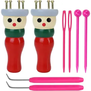 2 Pack French Knitting Doll Crochet Loom Craft Kit Wooden Knit Spool for DIY Making Bracelet Toy