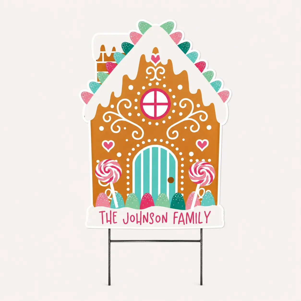 Personalized Gingerbread House Lawn Sign, Christmas Weatherproof Metal Lawn Stake, Holiday Decor Box Sign