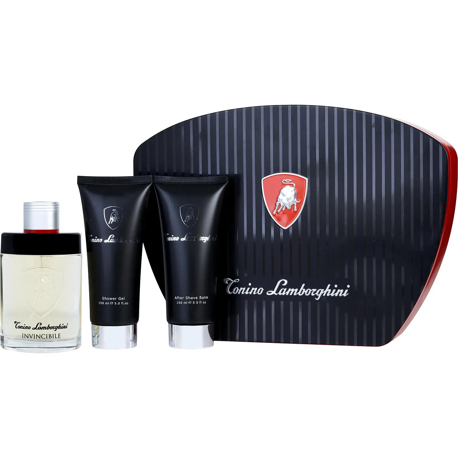 Lamborghini Invincibile Set-Edt Spray 4.2 Oz & Aftershave Balm 5 Oz & Shower Gel 5 Oz For Men