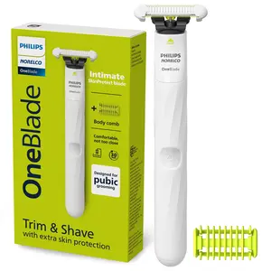 Philips Norelco OneBlade Intimate Pubic Groomer Smooth Steel Stainless Comfort Philips Norelco OneBlade Intimate Pubic Groomer Smooth Steel Stainless Comfort