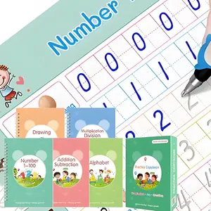 Reusable Handwriting Practice Copybook Set with 5 Handwriting Practice Books,2 Pen, 10 Pen Refills & 1 Pen Grip, School & Educational Supplies，Learning Handwriting Practice Workbooks for Kids,SuitableFor Birthday、christmas、Halloween and Thanksgiving gifts