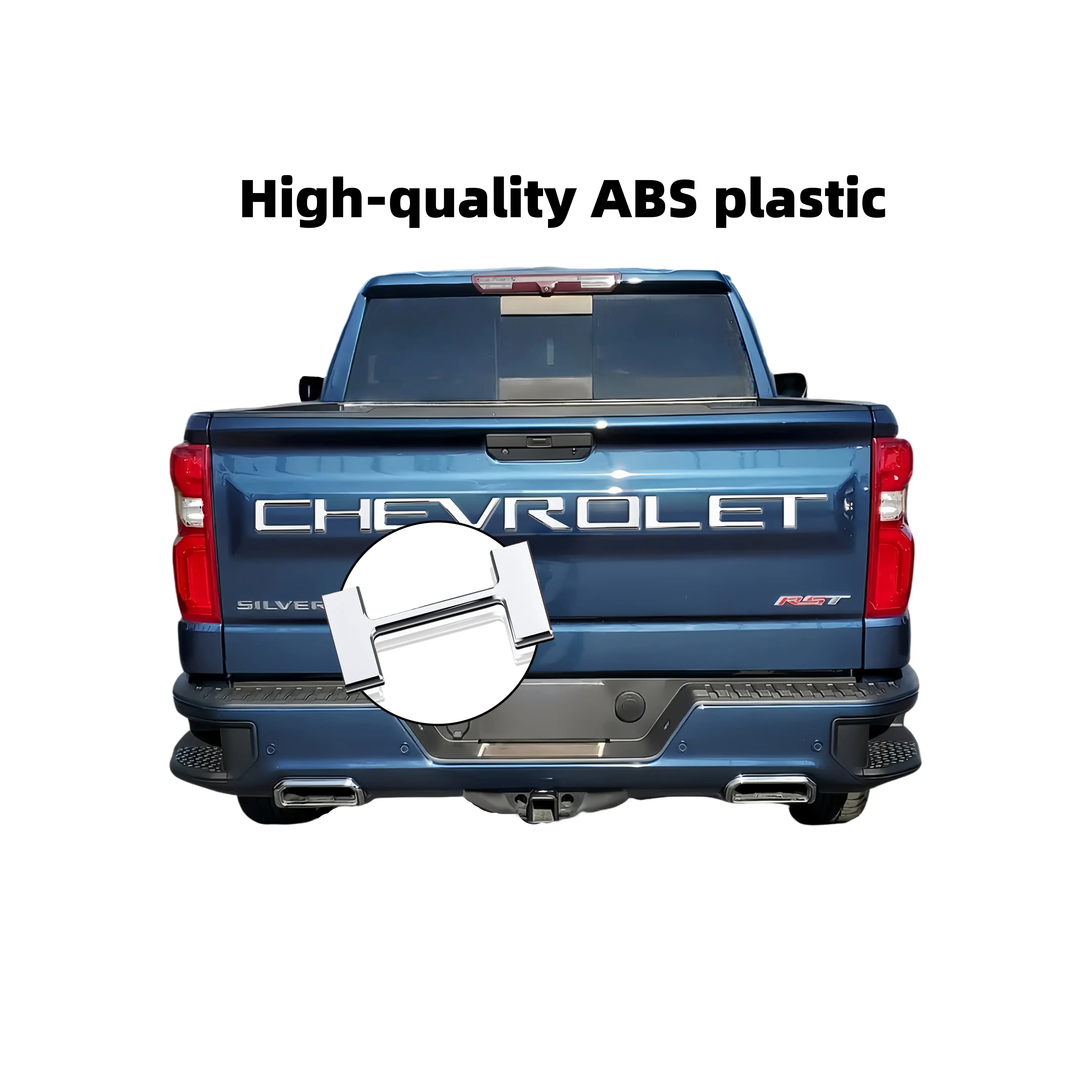 3D Raised Tailgate Insert Letters Decal, Chevy Silverado Accessories, Peel-and-Stick Urethane Exterior Accessory for Chevrolet Silverado 1500 2500 2019-2025, ABS Plastic, Anti-Fade No Fade Coating, Chrome Silver