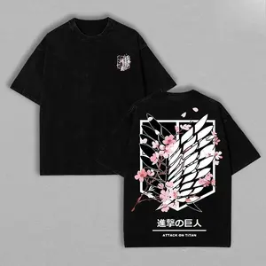 Attack On Titan Anime Unisex Tee | Wings Of Freedom AOT Shirts - Eren Acid Wash Shirt Graphic Tee Casual Menswear Soft Top Sweater, Hoodie | AOT Streetwear Style Tee