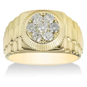 1Ct TDW Men's Diamond Ring 14k Yellow Gold