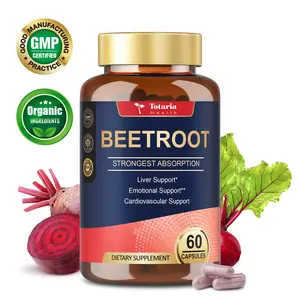 Totaria Health Organic Beet Root Capsules 1300mg Powder for Energy Endurance Liver Mood Heart Support Non-GMO GMP Certified 60 Vegan Capsules