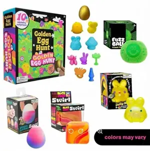 NiceCube Golden Egg Hunt Easter Bundle - Squishy Easter Fun Set Toys -Various Textures and Fillings - Ages 3 and Up - Bundle of 5 Nice Toys