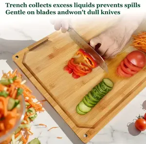 XL Bamboo Cutting Board with Juice Groove - Extra Large Kitchen Chopping Board