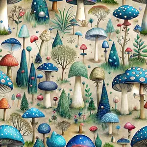 Mushroom Fairyland Pattern 1 Quilting Cotton Fabric