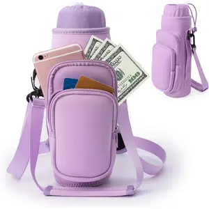 Water Bottle Carrier Bag,Water Bottle Holder with Straps Phone Pockets Fits   16/24/32/40oz