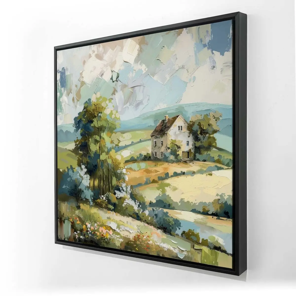 Begin Home Decor C1FC24245H3OQ2 24 x 24 in. On The Plain - White Framed Canvas for Home Decor