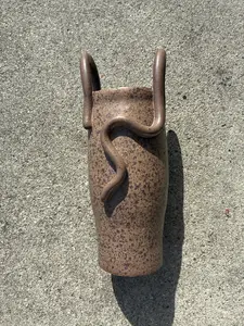 TALL WALNUT CURVE HANDLE VASE