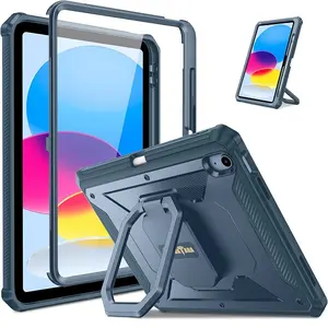 Fintie Heavy-Duty Case for 2025 iPad A16 11th Gen & iPad 10th Gen, 360-Degree Rotating Stand and Screen Protector, iPad A16 Protective Cover - Navy