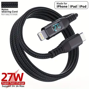 LAIHONEN USB-C to Lightning Cable with Digital display, 3.3/6.6/10FT Long, 27W Charging and 480Mbps Data Transfer Speeds, for Phones, for iPads, for iPods, for MacBooks
