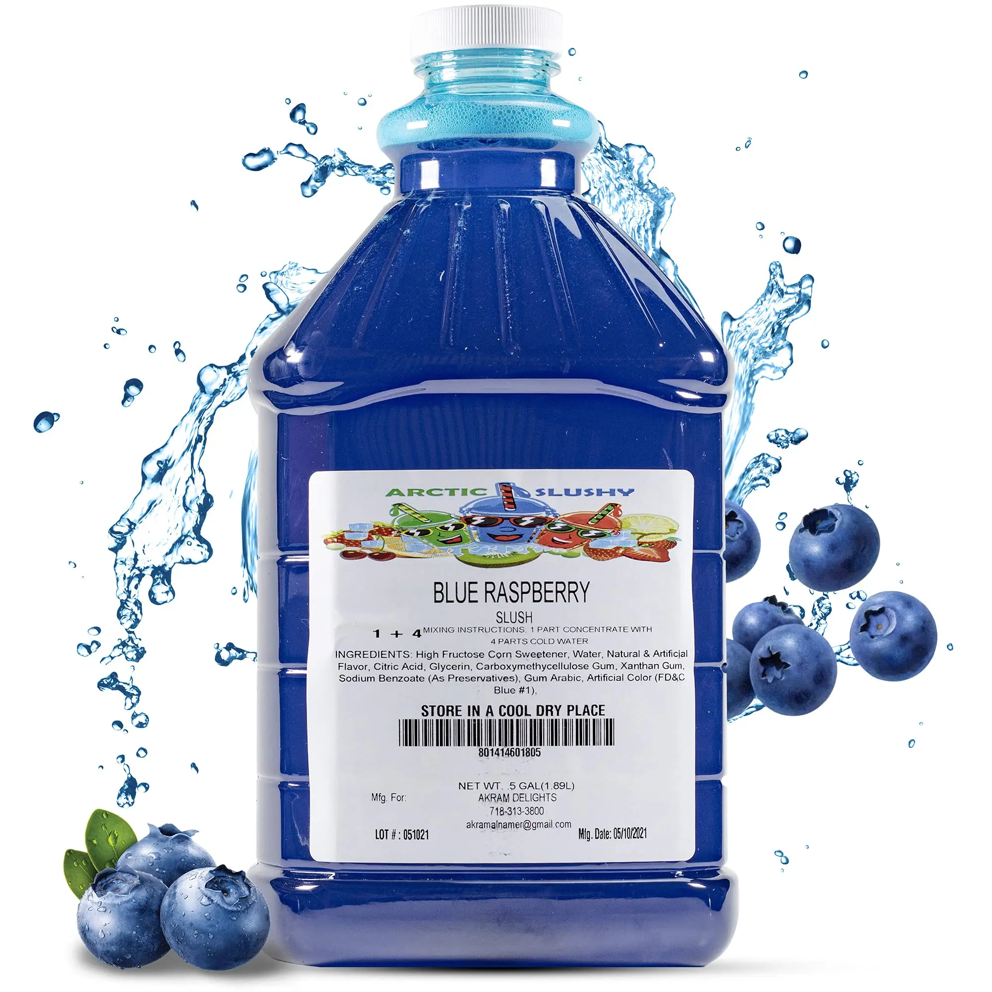Arctic Slushy Frozen Slushie Syrup Mix - New York Flavored Syrups for Ice Drink Machines, Blenders - DIY, Commercial Blended & Icy Beverage Flavoring - Half-Gallon, Makes 40 Cups Natural Artificial