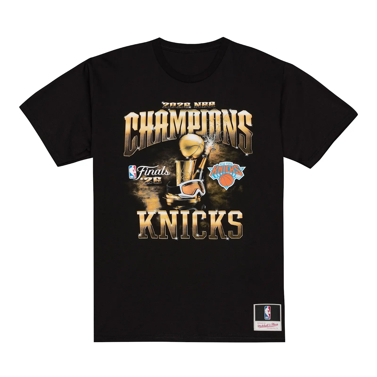 New York Knicks Black 2026 NBA Finals Champions T-Shirt - Vintage NBA Graphic Tee, Mitchell & Ness