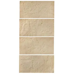 summervibes VEVOR 3D Wall Panels, 4 Pack 48x 24 in PU Natural Stone Imitation Wall Art Tiles, 32 Sq. Ft Coverage Accent Wall Panel, Interior Home Decor for Ceiling, Bedroom, Living Gaming Room, Stone Yellow, 3D Texture, 48X24 In