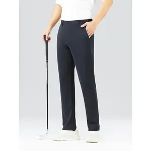 Men's Solid Mid Stretch Golf Pants, Breathable Regular Fit Casual Pants For Summer Golf Sports Activities