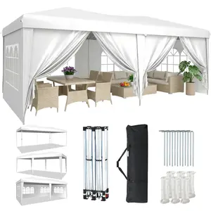 Aoxun 10x20 Pop-Up Canopy Tent with 6 Removable Sidewalls One-Touch Quick Setup Waterproof Outdoor Canopy with 3 Adjustable Height Portable Tents for Parties