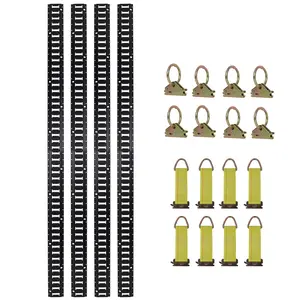 Donext E Track, 8ft 4-Pack E Track Rail Kit with 8 Steel O-Rings & Rope Ties, Heavy Duty 2000lbs Capacity E Track System for Vans, Trailers, Garage