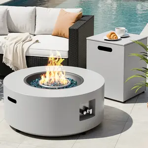 30 in Propane Fire Pit Table Set,2 in 1 Round Patio Heater Table, 50,000 BTU, Adjustable Legs, Outdoor Gas Firepit, for Backyard, Garden,Pool,Balcony