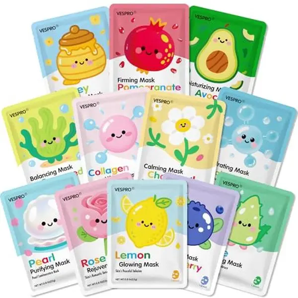 12 Pack Face Masks for Women, Hydrating & Moisturizing Facial Mask for Skincare, Bulk Sheet Mask Spa Party Supplies for Teen Girls, Birthday Gifts for Women, Sleepover Party, Skin Care Gifts to Her