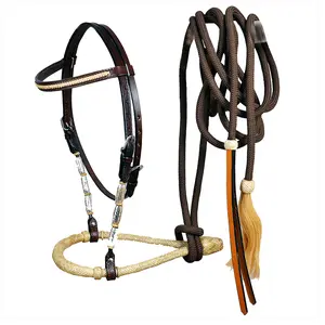 HILASON Western Horse Headstall American Leather Rawhide Bitless Rein | Bridle for Horses Headstalls