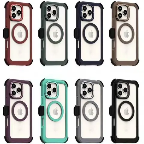 Rugged Magsafe Defender Case For Apple iPhone 18 / 17 / 17E / 16E / 16 / 15 / 14 / Plus / Pro / Pro Max / Shockproof Heavyduty cover With Belt Clip Phonecase Casing Rubber Smartphone